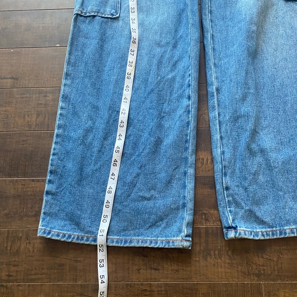 Wild Fable Tube Cargo denim wide leg Jumpsuit bandeau strapless - Picture 14 of 16